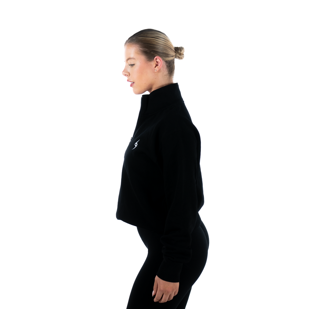 VOLT Womens Quarter Zip Embroidered - BLACK