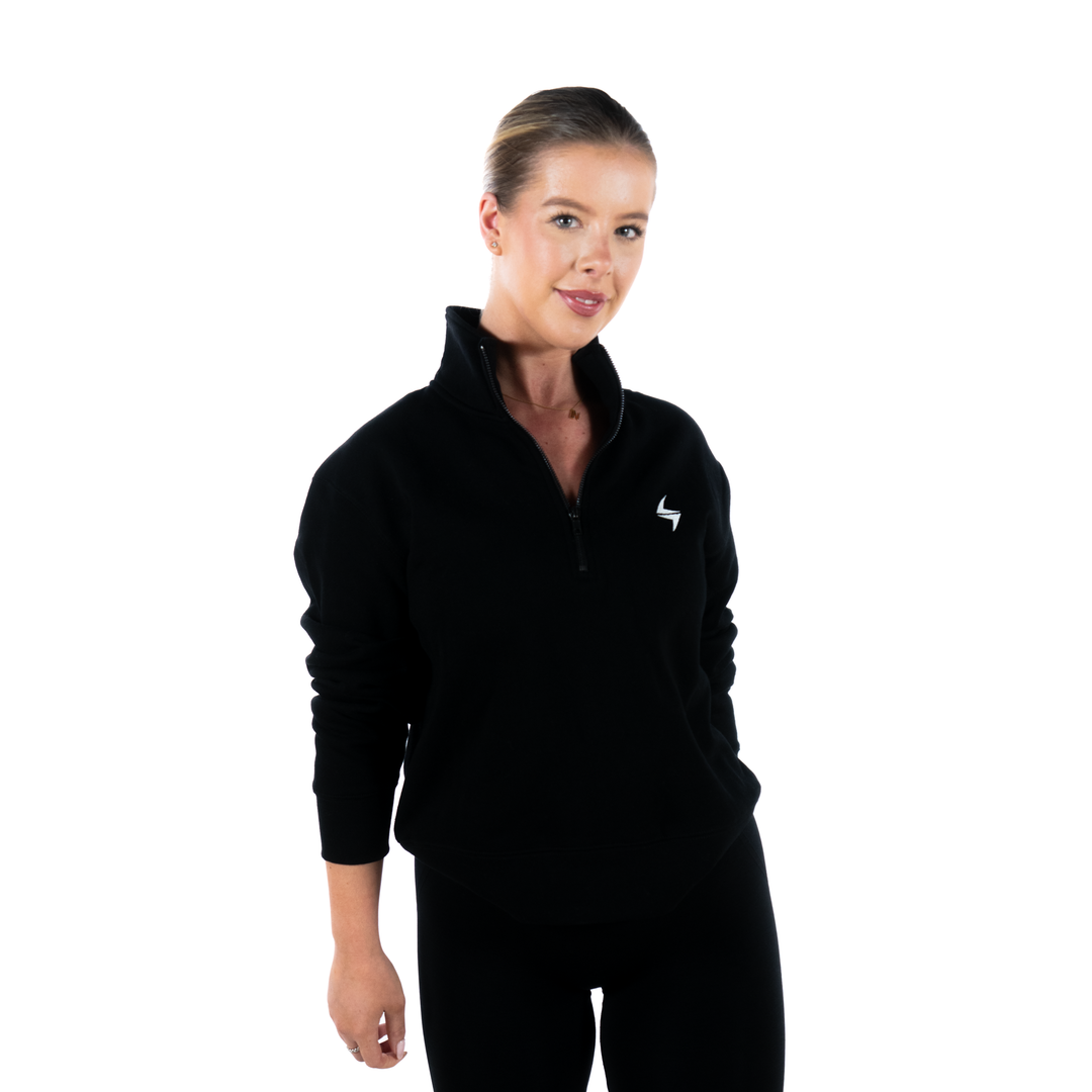 VOLT Womens Quarter Zip Embroidered - BLACK