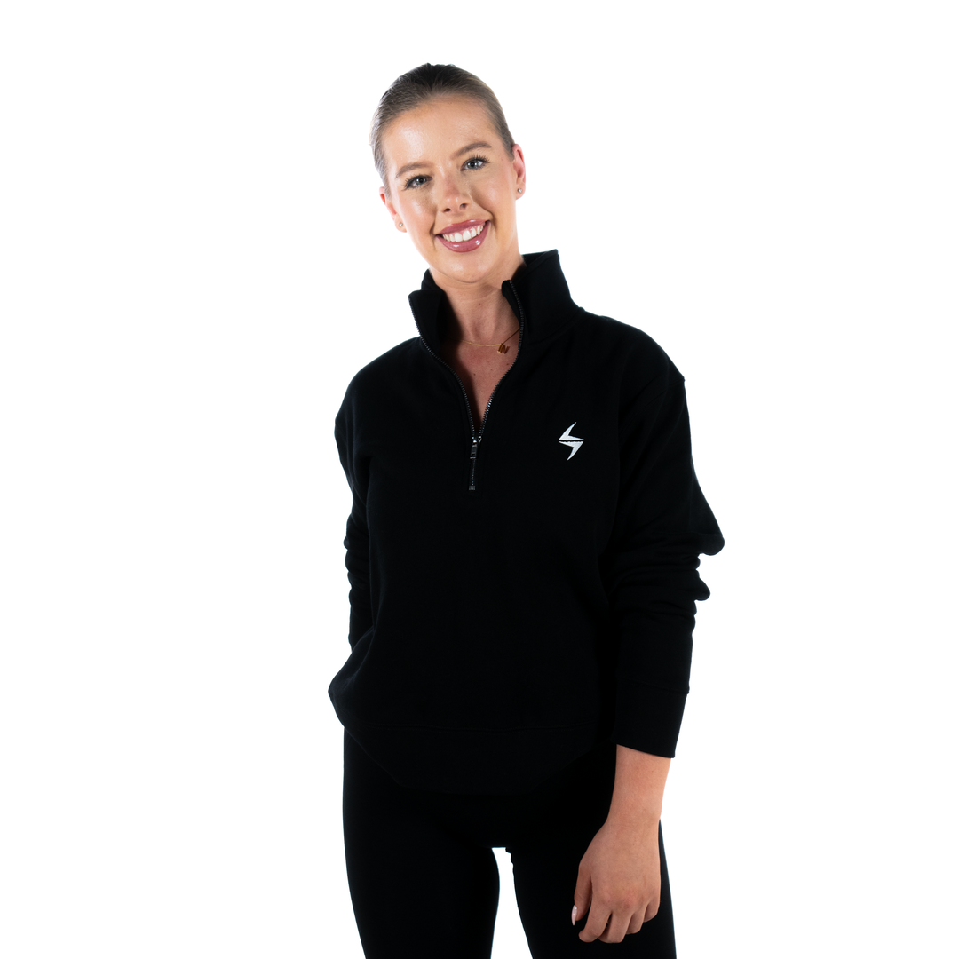 VOLT Womens Quarter Zip Embroidered - BLACK