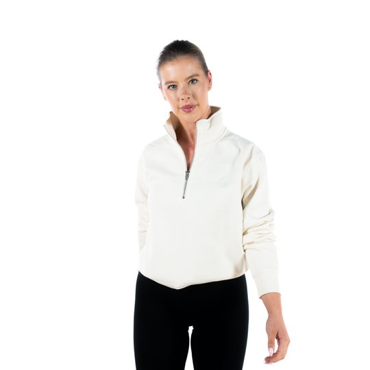 VOLT Womens Quarter Zip Embroidered - BONE