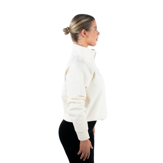 VOLT Womens Quarter Zip Embroidered - BONE