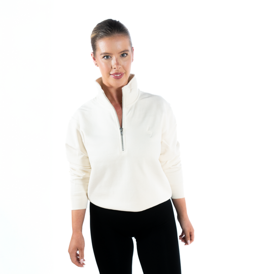 VOLT Womens Quarter Zip Embroidered - BONE