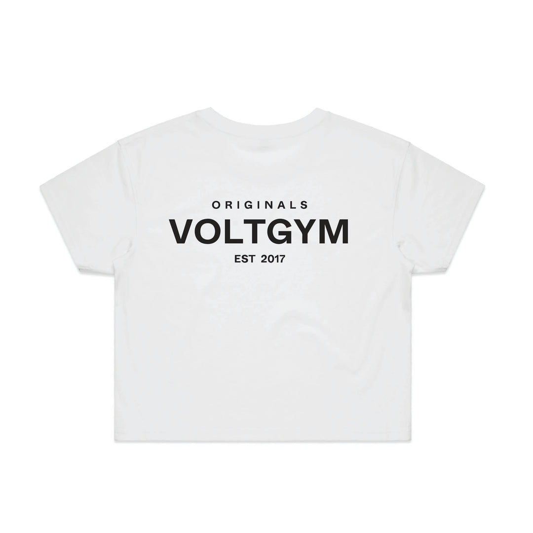 VOLT Originals Women's Cropped Tee - WHITE